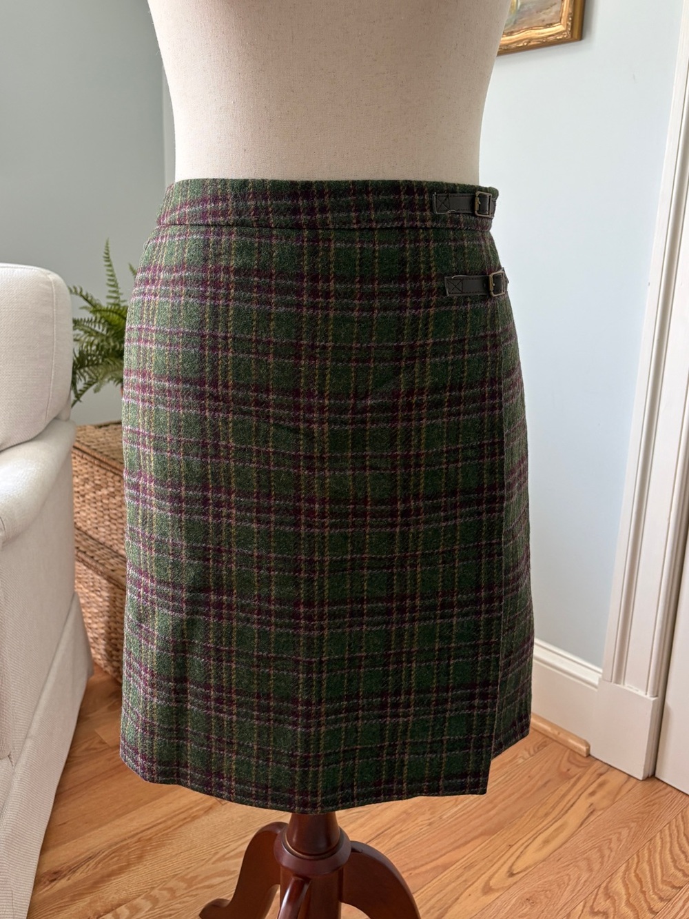 Vintage Boden London Tweed Plaid Wool Skirt